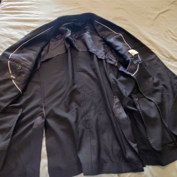 Hugo Boss Guabello Italy Super 130 Black Dual Vent Blazer Sport Jacket 44R - Picture 10 of 10